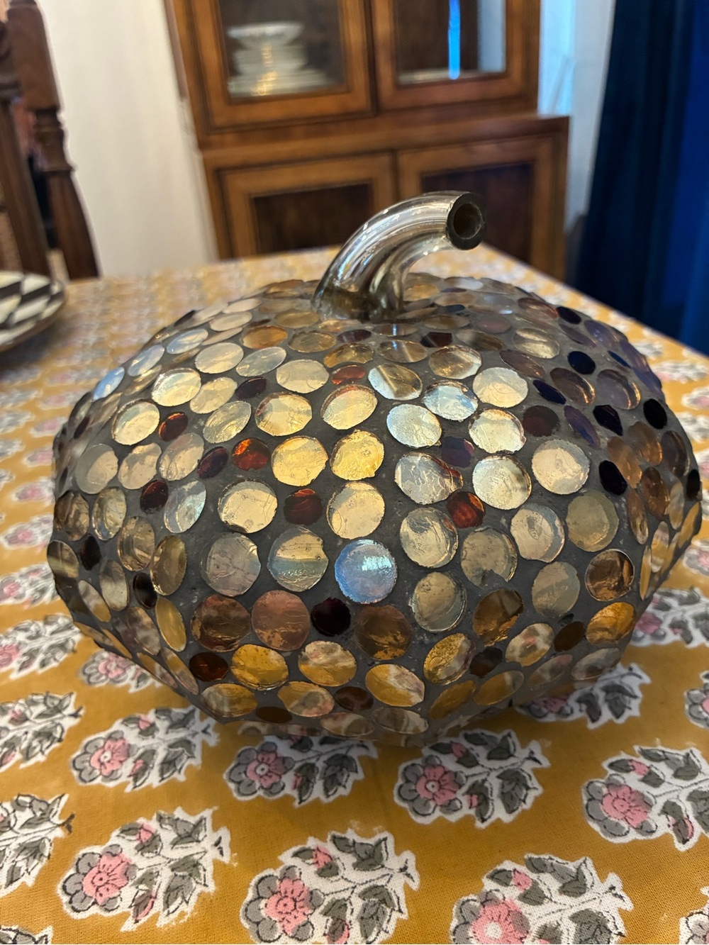 Pottery Barn Glass Mosaic Pumpkin Accent